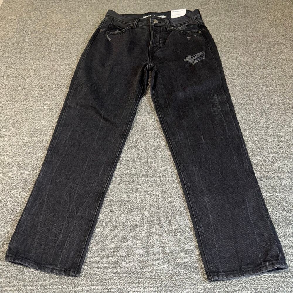 Old Navy High-Rise Slouchy‎ Straight Crop Jeans Black Denim Women's Size 0 NWT